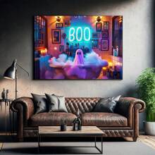 1 buc. Neînrămat, Fantomă iluminată în cadă pe pânză, Poster imprimat cu fantomă întunecată, Artă de perete de Halloween, Decor baie de Halloween, Halloween, Toamnă, Vintage, Botanică, Postere, Artă de perete, Articole de decorare a camerei, Artă decorativă de perete, Pictură decorativă.