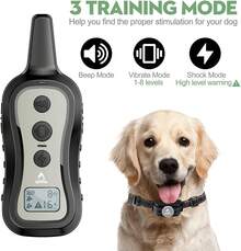 Dog Training Collar Shock Collar With Remote - 3 Training Modes, Beep, Vibration And Shock, Up To 1000 Ft Remote Range, Rainproof For Small Medium Large Dogs - Grey - View 2