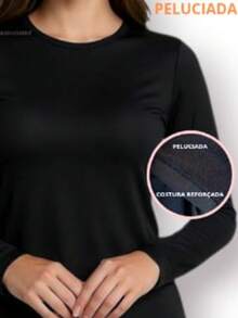 Plain Suplex Plush Thermal Cold Weather Top With No Letters Daily - Black - View 2