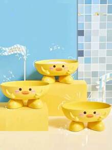 1 pieza Plato de jabón con forma de pato autodrenante, caja de jabón con diseño de gato y patito de dibujos animados, soporte rectangular de plástico para jabón, plato de jabón con diseño de cascada, fácil de limpiar y guardar, decoración divertida para el hogar, el baño y la cocina, adecuado para jabón y esponjas