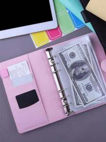 1pc A6 Faux Leather Budget Planner Set With 12 Zipper Bags - Cash/Card Organizer For Daily Office Use