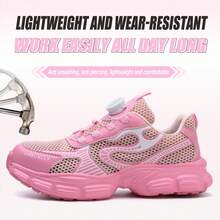 UMBURLLY 女士钢头鞋夏季防砸防刺休闲一脚蹬钢头透气轻便工作鞋