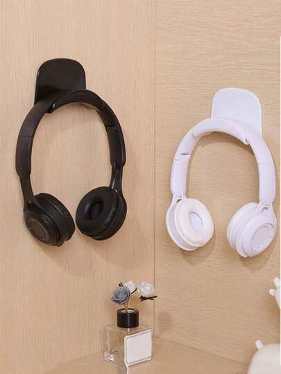 1pc Plastic Bag, Earphone, Wall-Mounted, No Need To Drill Holes, Coat Rack Hook, Wall Entrance, After Entering The Door, Silk Scarf And Tie Hanger, Computer Earphone Hook, Over-Ear Earphone Stand Support, Bluetooth Headset Storage Hook, Dormitory