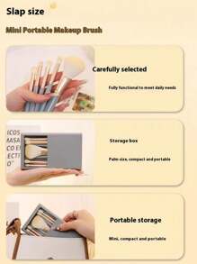 Customizable 5-Piece Makeup Brush Set With Mirror, Portable Makeup Brush Set, Full Set Of Makeup Brushes, Makeup Accessories To Carry Out, Makeup Anytime And Anywhere