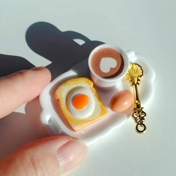 5 pezzi Mini colazione, set mini colazione per casa delle bambole, modelli di cibo in miniatura, decorazione da cucina, decorazione per la casa, decorazione per la stanza, accessori fotografici
