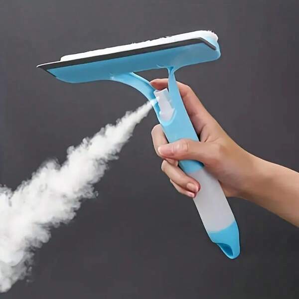 1pc 3-In-1 Glass Squeegee With Scraper And Sprayer, Multi-Functional Handheld Shower Window Glass Scraper For Spraying, Washing And Scrubbing, Suitable For Windows, Tiles, Automotive Windshield, Mirrors, Bathroom, Cleaning Supplies