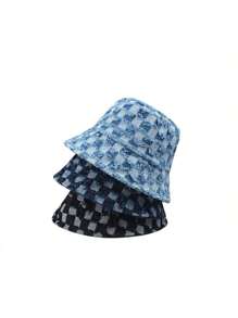 1pc Newly Sold Vintage Checkerboard Bucket Hat, Small Face Design, Casual Outdoor Sports Fashion Bucket Hat, Suitable For Daily Use
