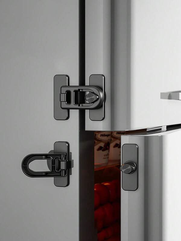 1pc Easy-Install Adhesive Safety Lock For Refrigerators & Ovens - No Drilling Required, Childproof Design With Strong Traceless Stickers (Random Color And Style)