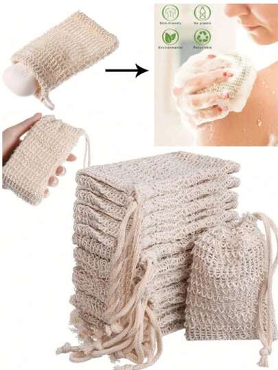 天然丝瓜络皂袋，去角质网状皂袋，适用于淋浴、按摩和擦洗，家居浴室装饰，夏季