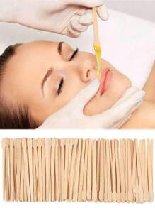 100/200/500pcs-Wooden Wax Sticks - Eyebrow, Lip, Nose Small Waxing Applicator Sticks For Hair Removal And Smooth Skin - Spa And Home Usage