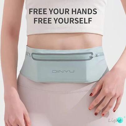 男女通用跑步腰包 - 轻质反光手机袋，带 3 个口袋，可调节隐形健身腰包，适合夜间和早晨慢跑、徒步旅行、健身房 - 耐用男女通用设计，跑步配件，时尚运动外观，安全拉链开合