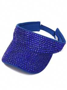 1pc Women's Wide Brim Rhinestone Embellished Adjustable Snapback Hat, High Quality, Shiny Diamonds, Unisex, Suitable For Travel, Vacation, Daily Use, Summer