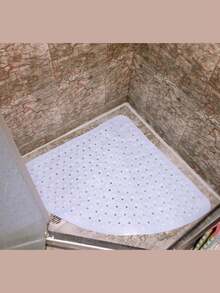 Thảm tắm cong lớn màu trắng 54x54cm/21x21 inch, thảm phòng tắm, thảm phòng tắm hình quạt có thể giặt máy, thảm tắm chống trượt có giác hút, rất tốt cho người già, có lỗ thoát nước, dùng để đảm bảo an toàn và trang trí bồn tắm, trang trí nhà bếp. - Nhiều màu - Xem 10