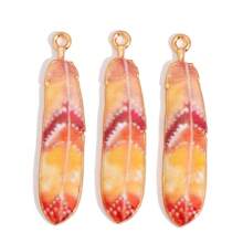 8pcs Mixed Bohemian Style Feather & Dye-Print Metal Small Pendants For Women's Bracelet, Earring, Necklace, Dream Catcher, Keychain