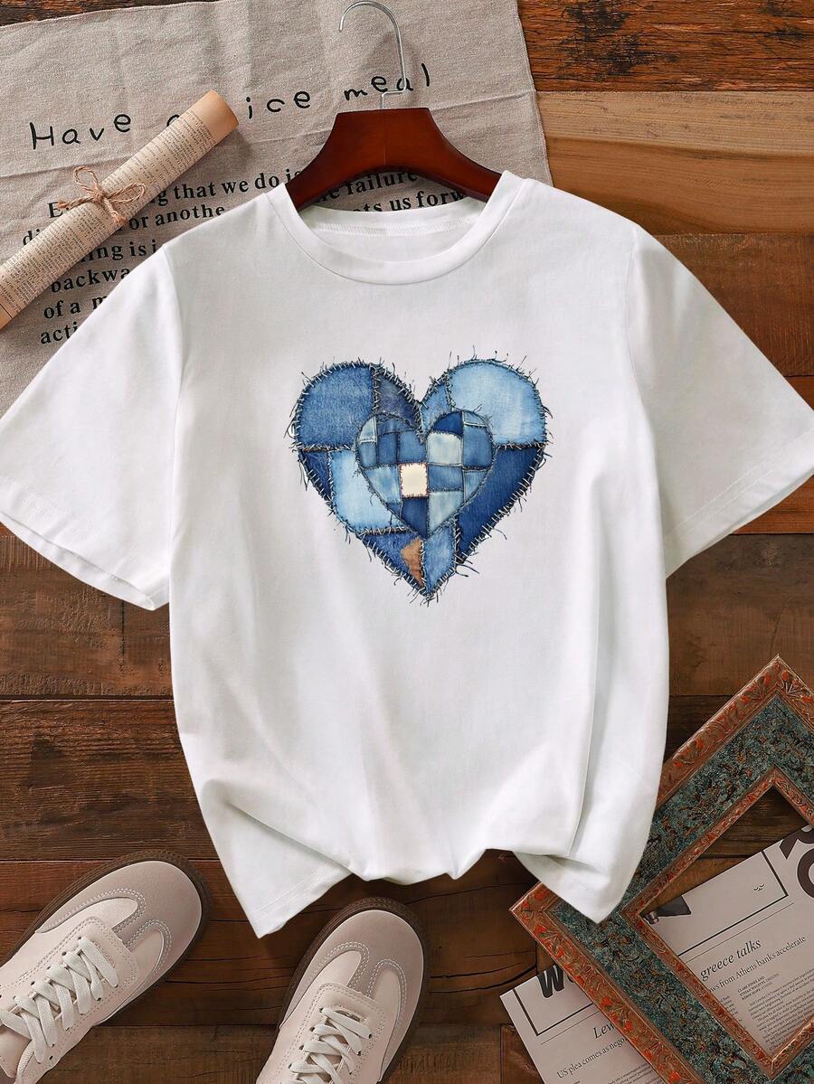 女士休闲短袖圆领 T 恤