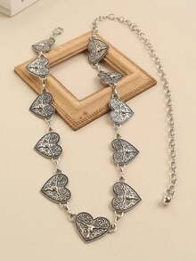 1pc Silver Heart Abstract Bull Head Design Versatile Waist Chain Summer, School Fall, Autumn, Halloween - Silver - View 15