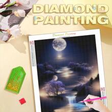 1 Stück Mystische Nachthimmel und Wasserfall Diamant Malerei Set, runde Acryl-Diamanten, Full Drill Stickerei Kunst Handwerk Bild von Strass Wand Dekoration, Rahmenlos
