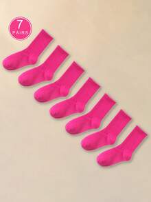 1/5 Pairs Solid Color Candy Series High Elasticity Soft Comfortable Women Mid-Calf Socks, Fashionable & Personalized For Daily Use - Mouldless - View 24