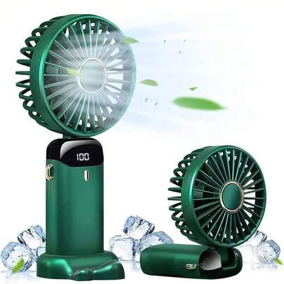 SULVGO 随时随地保持凉爽：这款小巧便携的USB手持风扇可充电，适合学生和办公桌使用。这款可充电的迷你便携式折叠桌面/手持USB风扇配备数字显示屏、5档风速调节、5片扇叶，运行安静，是办公室、通勤、露营、野餐、徒步旅行、海滩度假、背包旅行和运动的理想之选。