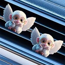 3pcs Cute Cat Car Ventilation Air Freshener Clip - Creative Hoodie Cat, Milk Tea Cat, Bell Cat Designs, 2D Acrylic Car Ventilation Decoration Clip, Comes With Aromatherapy Sheet, Deodorization + Random Scents, Car Air Freshener, Car Interior Decoration, Perfect Gift For Family And Friends