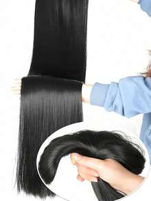 20 英寸 24 英寸 28 英寸 32 英寸 40 英寸合成接发假发 5 夹长直发耐热假发自然发型适合女性日常使用 - 黑棕色 - 查看 5