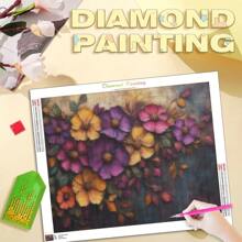 1pc 5D Diamond Painting Kit, Full Drill Round Diamonds, DIY Canvas Wall Art, Floral Mosaic Craft, Cross Stitch Decor Home Decor Gift, Frameless 11.81x15.75inch
