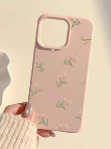 1 件韩国简约郁金香花朵设计手机壳，适用于 Apple 16 Pro Max/16、15 Pro Max/15、14/13、12/11，柔软全覆盖防摔手机壳，适合女性