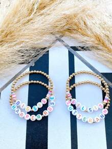 1pc Personalized Colored Name, Letter, Text Bracelet, Vibrant Color Birthday Party Gift, Back To School Gift, Suitable For Teens