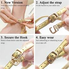 Women's Heels Round Open Toe Strappy Sandals Adjustable Ankle Strap Dress Shoes Kitten Heels For Party WeddingChristmas - Gold - View 2