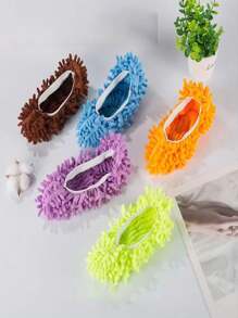2pcs Washable & Reusable Super Soft Microfiber Floor Cleaning Slippers, Suitable For Cleaning Bathroom, Kitchen And Bedroom, Also Good As Party Decoration Shoe Covers