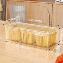 4pcs Mixed Set Drain Storage Containers (3 Drain Boxes + 1 Large Box) With Lids, Stackable Kitchen Fridge Organization Boxes, 3-Compartment For Fruits, Vegetables, Food