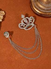 1 peça broche de corrente de luxo com borla de strass estrela de cinco pontas unissex acessório para camisa de terno, sensação elegante