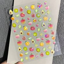 水果印花美甲贴纸，适合外出、日常生活和夏季