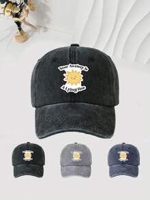 1pc Sun Graphic Baseball Cap, Washable Adjustable Hat, Fashion Breathable Versatile Outdoor Sun Protection, Gift For Holidays