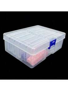 11格1套DIY串珠水钻彩绘工艺品透明塑料收纳盒，艺术刺绣长方形描述，多功能便携式珠宝配件展示盒，零件工具小物件分类盒返校 - 透明的 - 查看 9