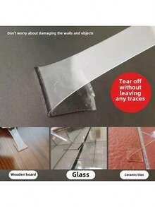 1pc Double-Sided Adhesive, High-Viscosity Transparent Nano Acrylic Tape, Wallpaper Removable Waterproof Strong Adhesive Tape, Heat-Resistant Anti-Slip Sticker, High-Viscosity Transparent Nano Acrylic Double-Sided Tape - Waterproof, Heat-Resistant, Anti-Slip, Strong Adhesion, Suitable For Kitchen, Bathroom, Office And Car Use - No Trace, No Residue Removal, Kitchen Decoration (Random Color/Style) - Multicolor - View 7