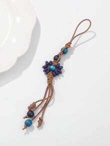 木珠编织创意个性化手机挂绳、钥匙扣、包包挂件，波西米亚风独特手工饰品，适用于手机、钱包、背包，亦可作为礼物赠送；手工串珠绳，可定制姓名印制，用途广泛，日常佩戴，复古魅力，优雅日常配饰，完美展现自我，也是一份贴心的礼物。 - 彩色 - 查看 5