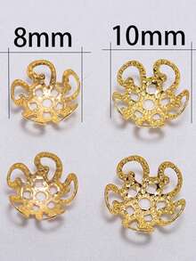 50 件金色合金空心花珠 - 多功能 DIY 珠宝制作用品，工艺配件吊坠隔珠，易于使用，非常适合手工珠宝、时装设计和艺术项目