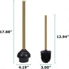 Toilet Brush And Plunger Set With Holder Sleek Minimalist Modern Gold Bathroom Accessories Toilet Plunger And Toilet Bowl Brush Combo - Gold - View 4