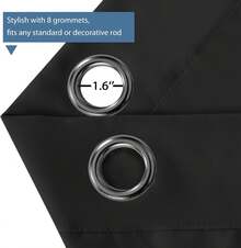Black Blackout Curtains For Bedroom 96 Inch Long Solid Thermal Insulated Window Treatment Blackout Drapes Grommet Top Black Out Curtains/Panels/Drapes(2 Panels, 52 By 96 Inch, Black) - 黑與白 - 查看 6