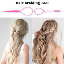 5Pcs Pink Hair Brushes & Tools Set: Topsy Tail, Edge, Bristle Brush, Rat Tail Comb, Slick Back Brush For Women & Girls' Hair Styling