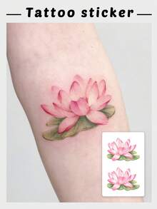 1 件逼真的荷叶图案临时纹身，防水防汗，适合时尚人士日常使用，可持续 1-3 天