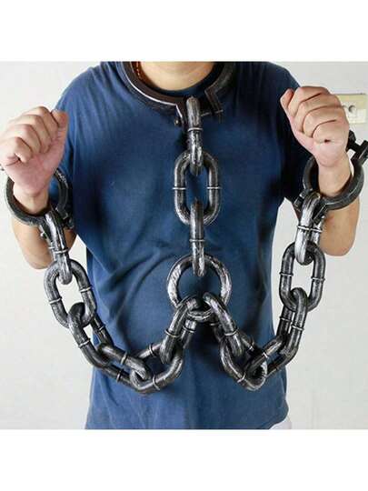 1 Set Plastic Fake Chain Prisoner Iron Chain Stage Performance Decoration Prop, Bar Party Haunted House Costume Accessories, Halloween