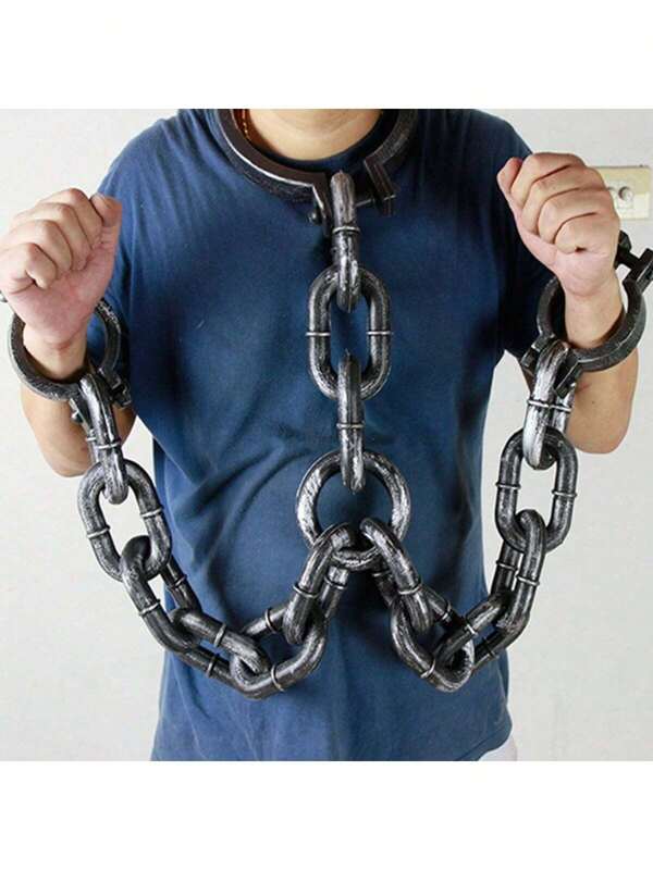 1 Set Plastic Fake Chain Prisoner Iron Chain Stage Performance Decoration Prop, Bar Party Haunted House Costume Accessories, Halloween