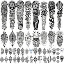 New  48 Waterproof Temporary Tattoos For Alt, Manala Vintage Black Lots Temporary Tattoos For Men Women, Manala Fll Arm Fake Tattoo Bohemia Flower Fake Arm Tattoos For Boys Girls - M-那 - 查看 1