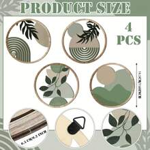 4pcs Bohemian Style Wooden Art Plant Decor Hanging Greenery, Suitable For Farmhouse, Living Room, Bedroom Wall Decor, Rustic & Chic, Strong Decorative Value, Can Be Used As Gift