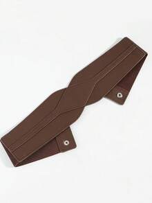 1pc Women's Minimalist Rhombus Decor Waist Belt, Suitable For Halloween Party Or Daily Outfit, Coffee Color