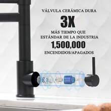 Grifos de cocina cromados, Grifo de cocina de latón con rociador, Grifo monomando cromado para fregadero con llenador de ollas - negro - Ver 4