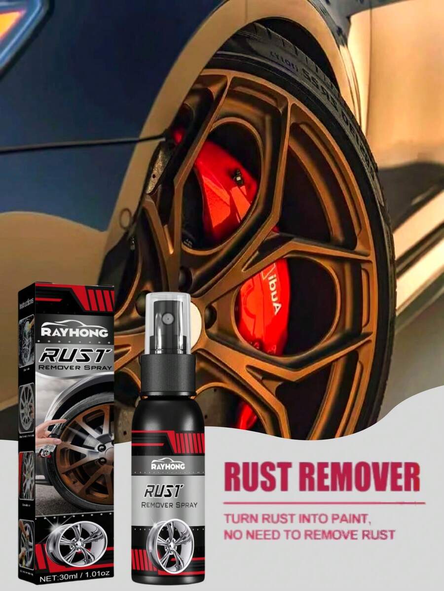 1pc/30ml Car Wheel Rust Remover, Auto Paint Rust Stain Cleaner And Brightener, Rust Converter