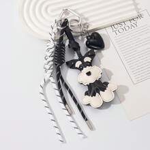 1pc Schnauzer Dog Lover Keychain, Includes Cute Schnauzer Pendant, Heart Charm And 2 Braided Hanging Strings, Suitable For Bag, Car And Festival Decoration Backpack For School Car Accessories Goth Y2k Christmas Gift Ideas Bag Accessories Lanyards With Id Holder Car Accessories Bag Charms Car Accessories Teacher Friend Sister